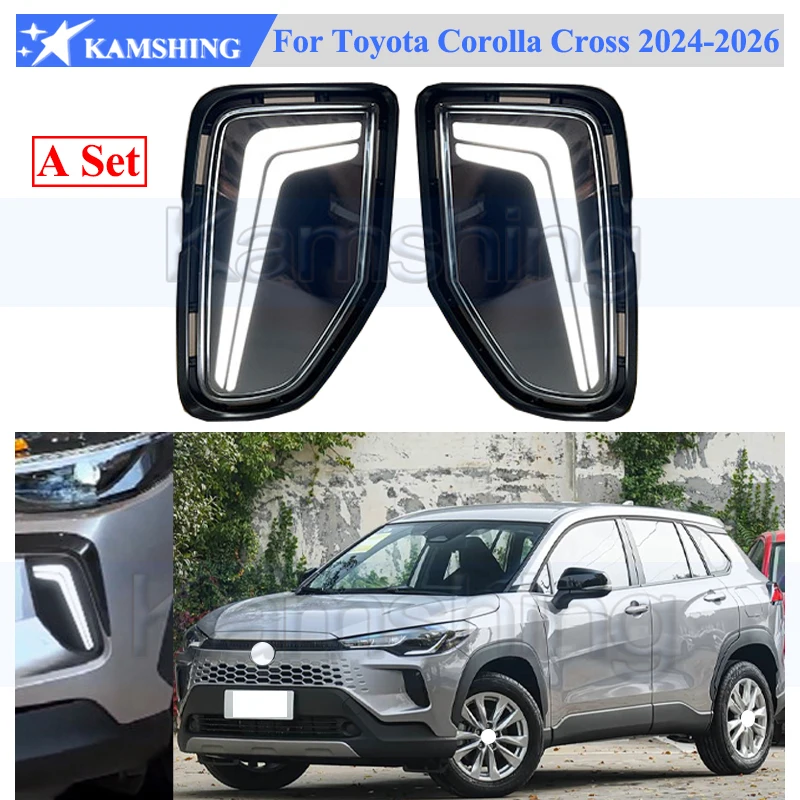 Kamshing 1 Set Modifying LED Daytime Running Light DRL For Toyota Corolla Cross 2024-2026 Front Fog Light Fog Lamp Daytime Light