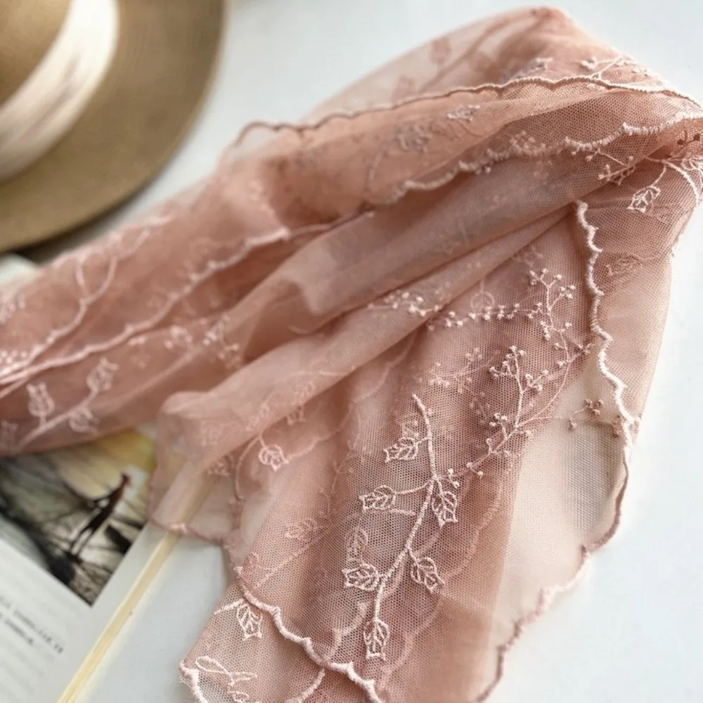 

Literary Retro Women's Lace Scarf Long Elegant Female Headscarf Embroidered Flower Silk Headband