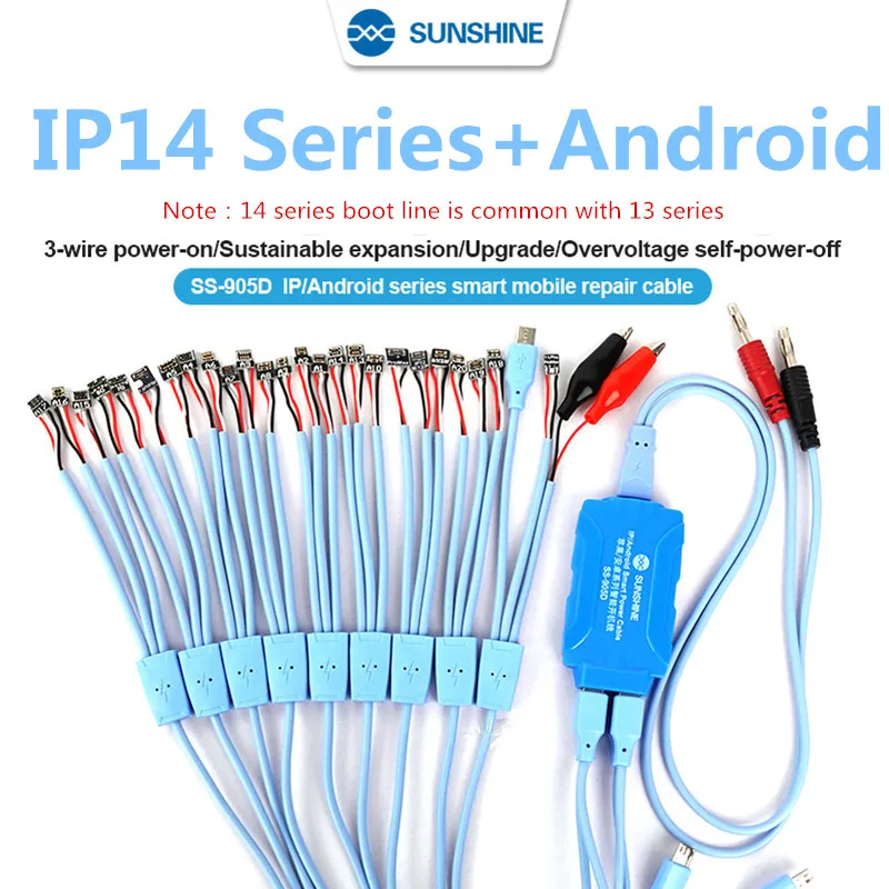 

SUNSHINE SS-905D V7.0 Power Cable for Android and IP 6G-14ProMax Smart Phone Power On Control Testing Line