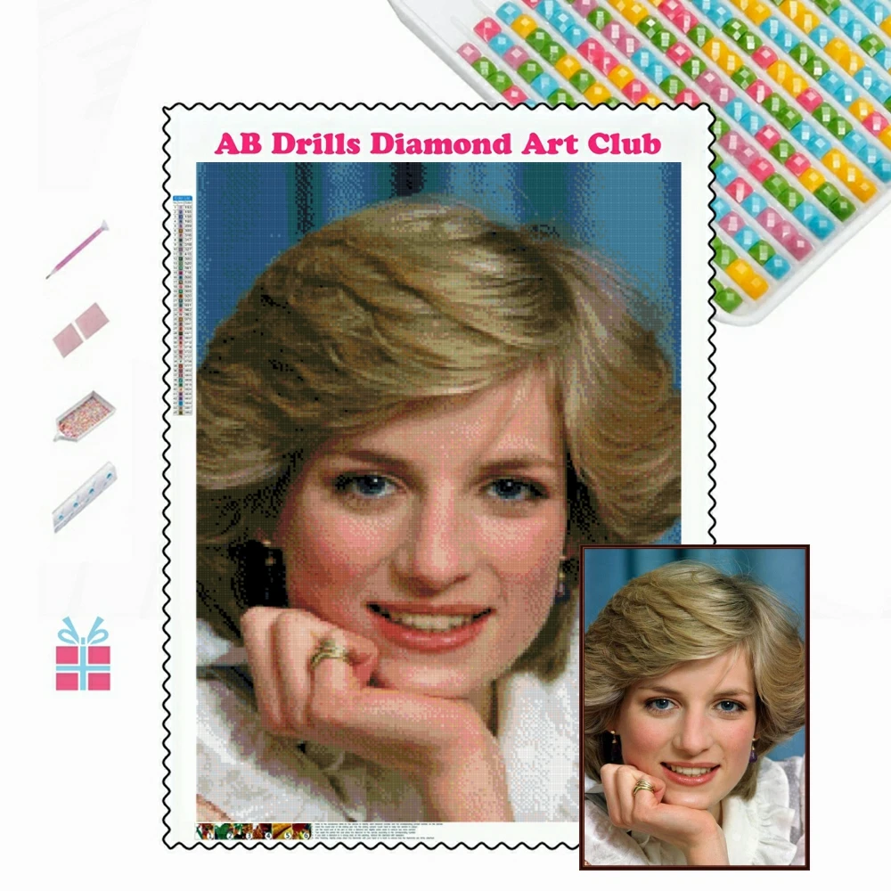 Princess Of Wales Diana Spencer 5D DIY AB Drills Diamond Painting Embroidery Lady Portrait Art Cross Stitch Mosaic Home Decor