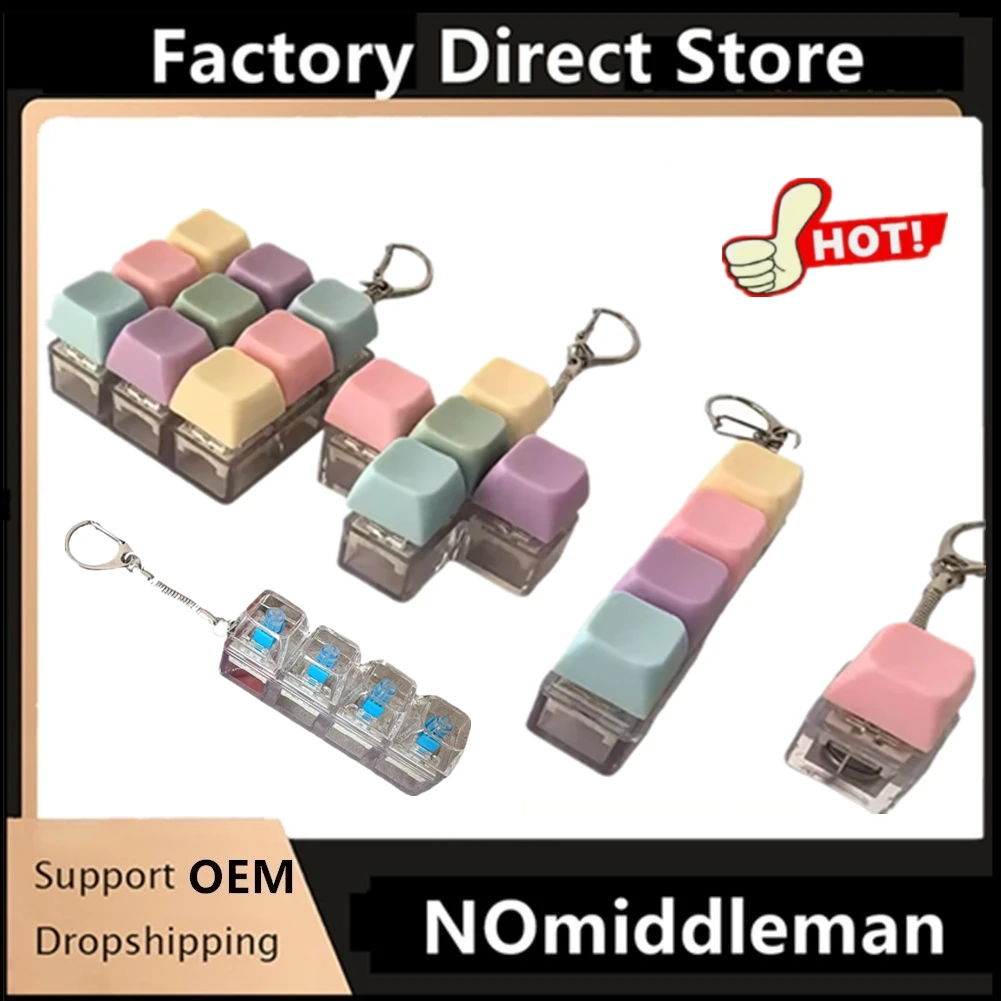 Upgrade 1/4/5/9 Button Keyboard Fidget Clicker Mechanical Keyboard Fidget Keychain For Gifts To Pass The Boring Time