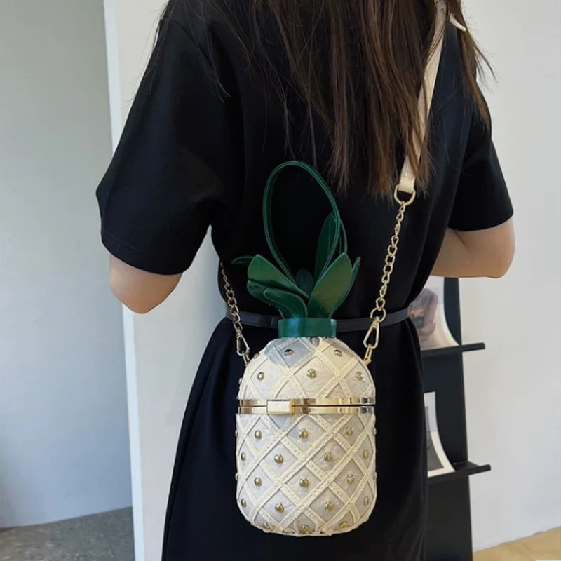 حقيبة كروس متعددة الاستخدامات على الموضة الكورية الجديدة لعام 2025 حقيبة كتف نسائية على شكل أناناس