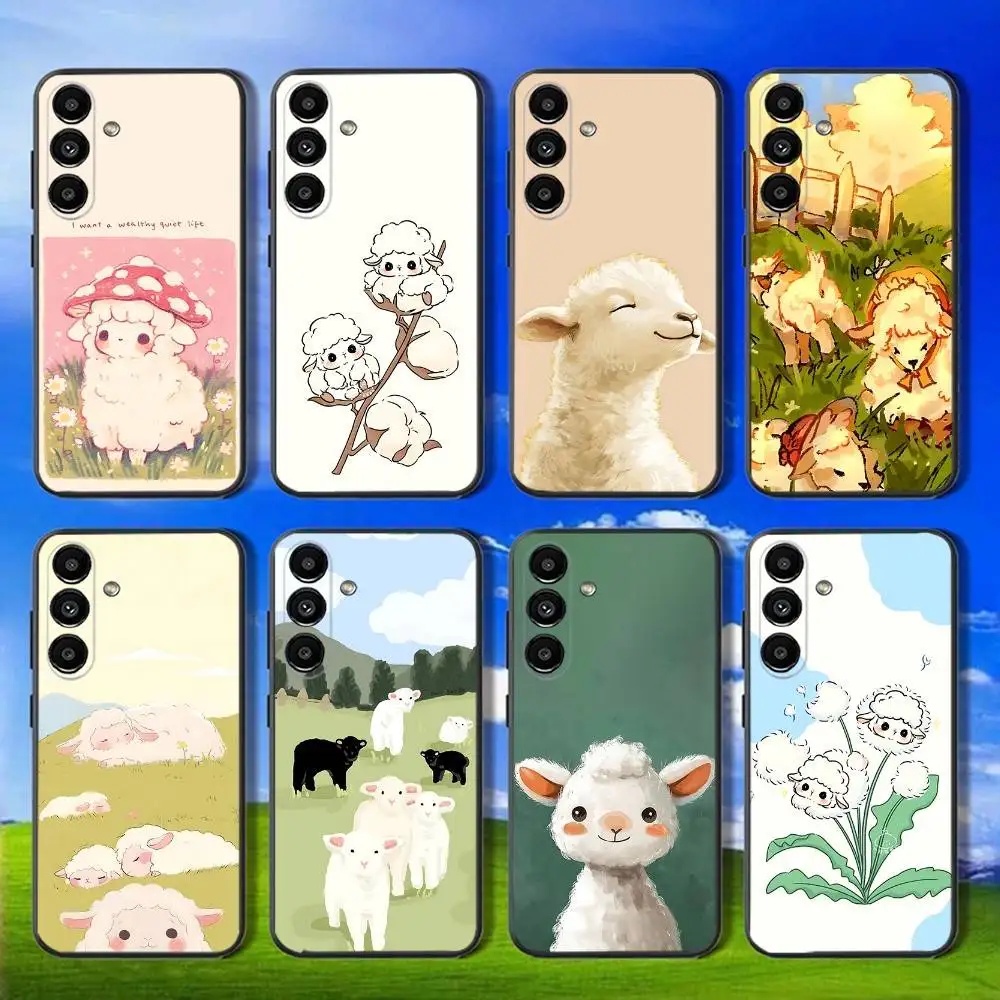 

Cute Sheep Phone Case For Samsung Galaxy A13,A21s,A22,A31,A32,A52,A53,A71,A80,Soft Black Shell