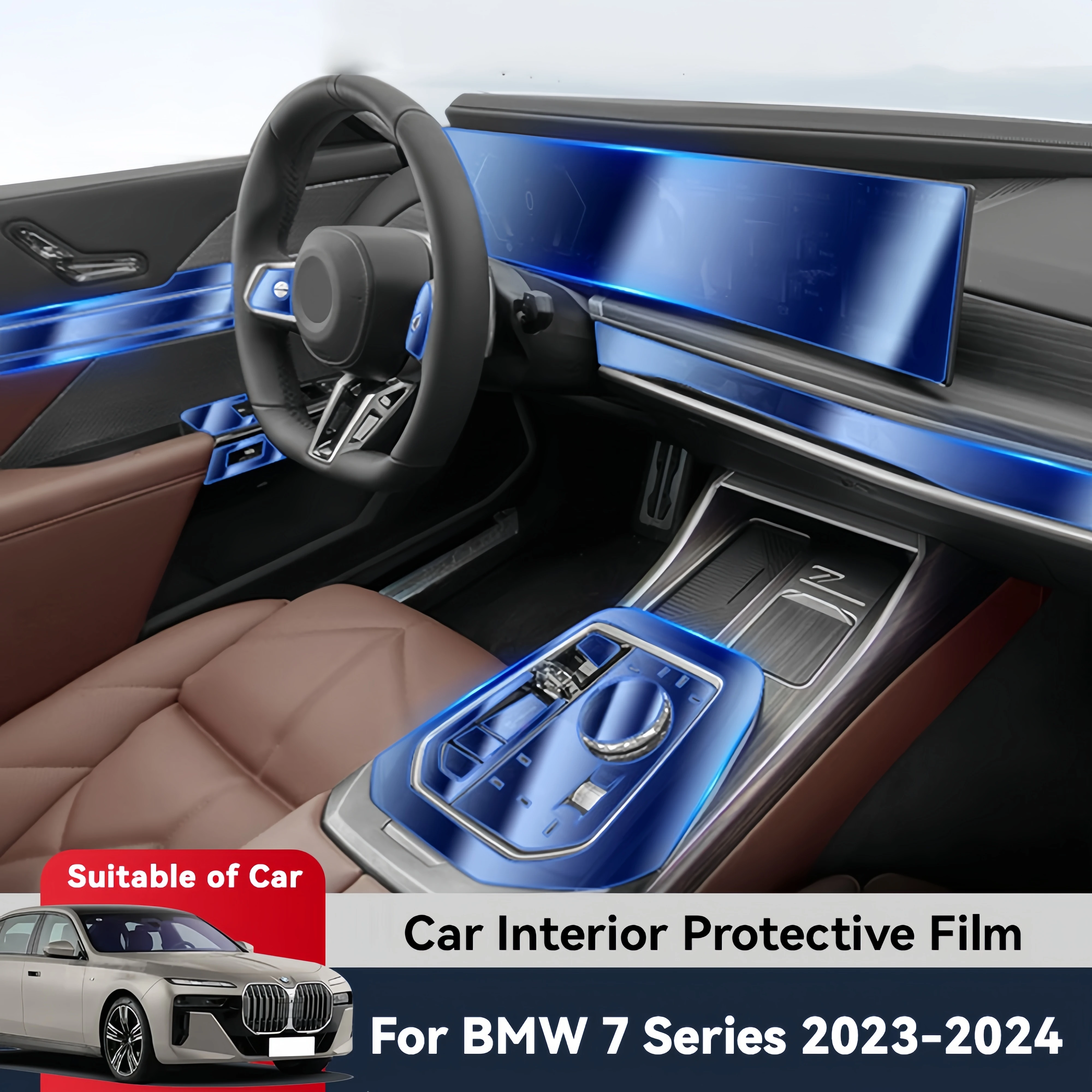 Auto Central Control Screen TPU Navigation Anti Scratch Interior Protection Film GPS Navigation For BMW 7 Series G70 2023 2024