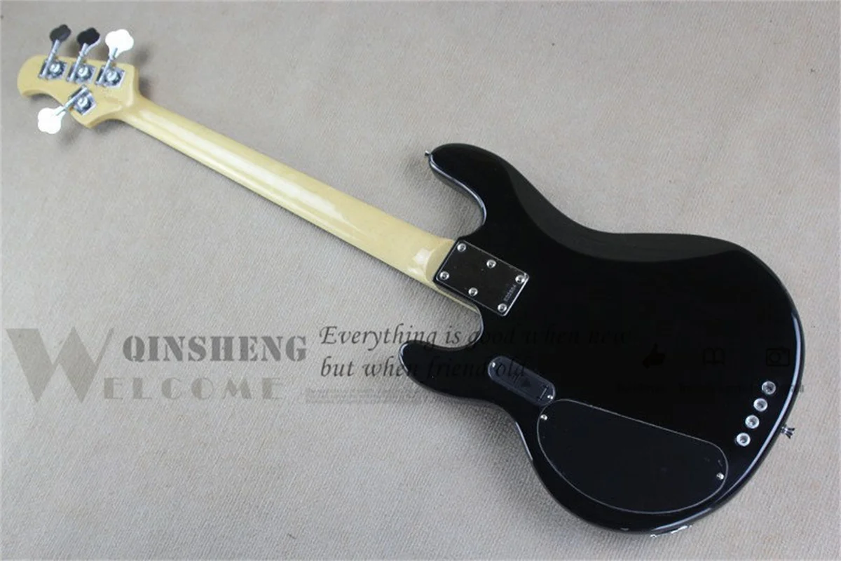 4 Strings Bass Guitar Ray Bass Blue Basswood Body cris pearl Pickguard Active Battery Chrome Bridge