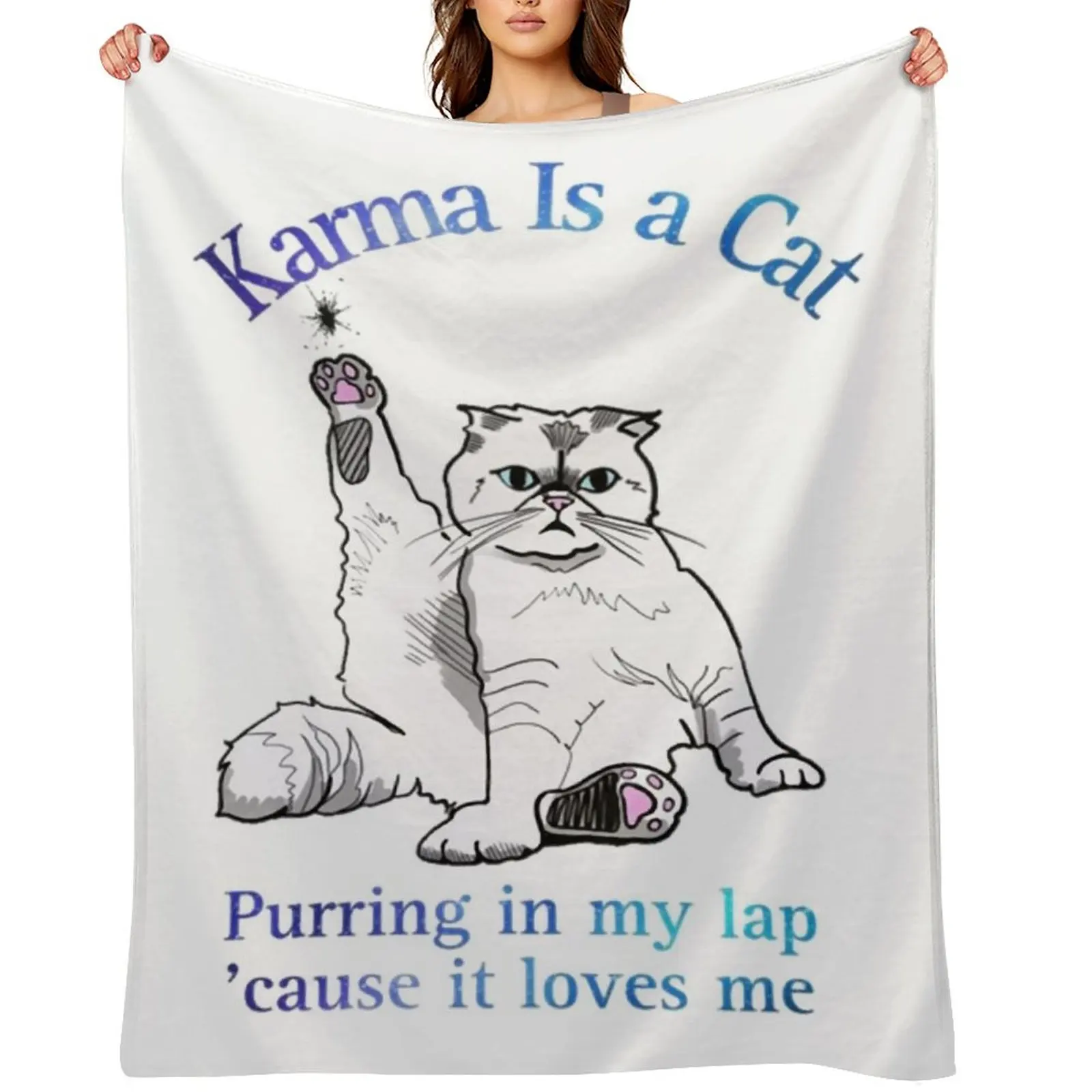 

KARMA IS A CAT Throw Blanket Hairy Sofa Quilt Travel Blankets