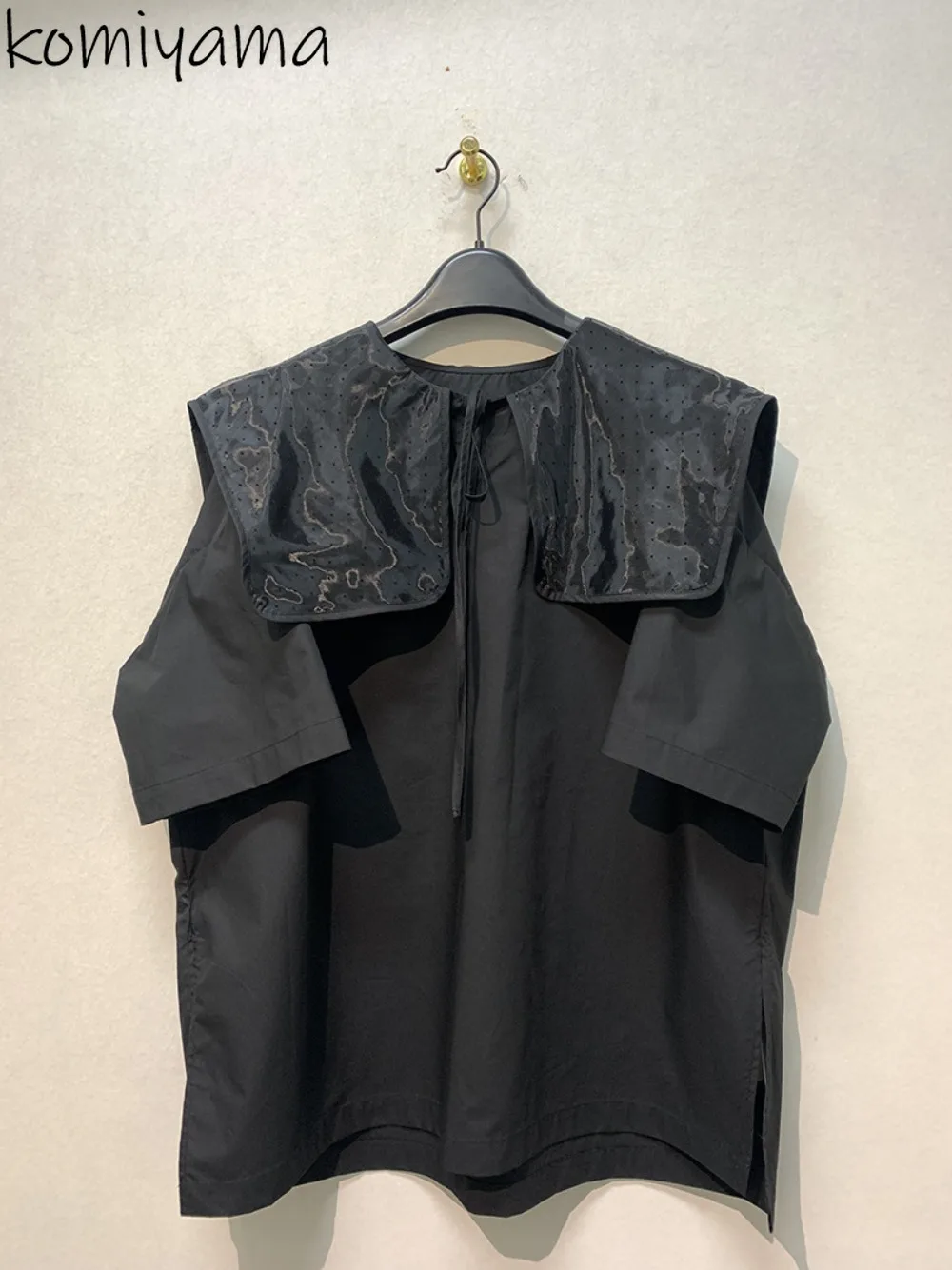 

Japanese Square Collar Half Sleeve Shirt Vintage Court Literary Hot Sell Crop Top Fashion Casual Loose Lace Up Bow Blouses