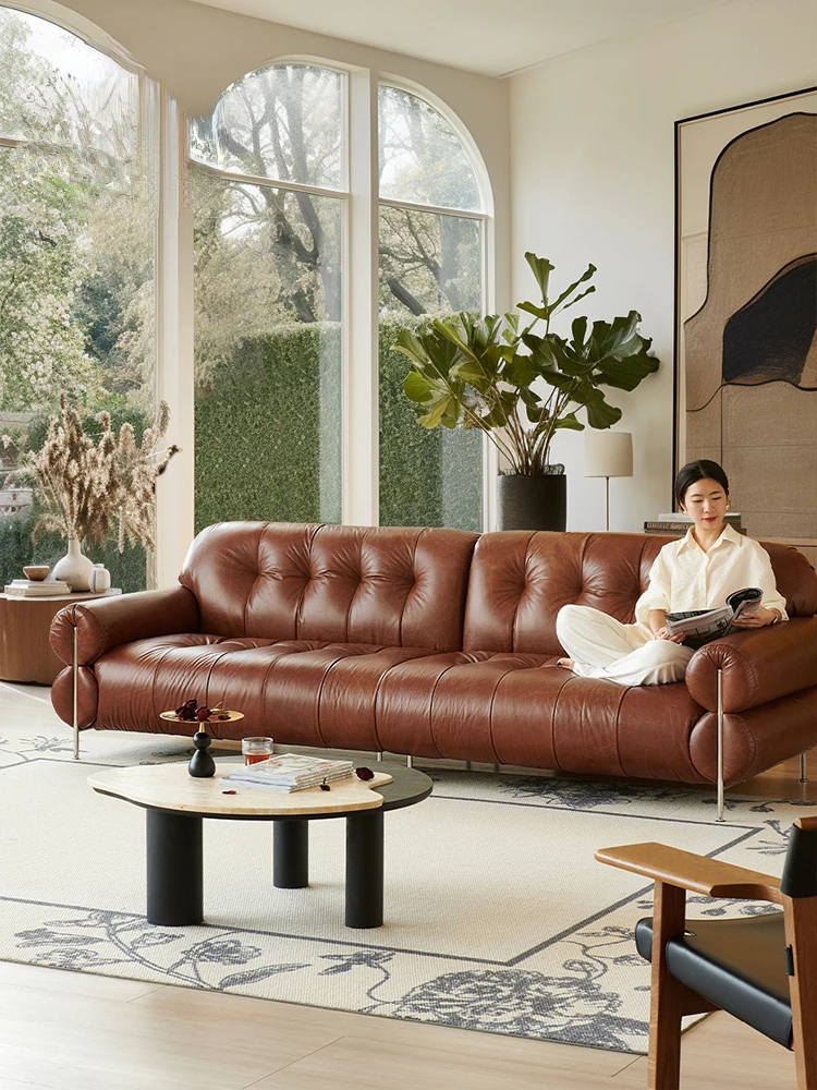 Retro is simply the top layer cowhide leather sofa.