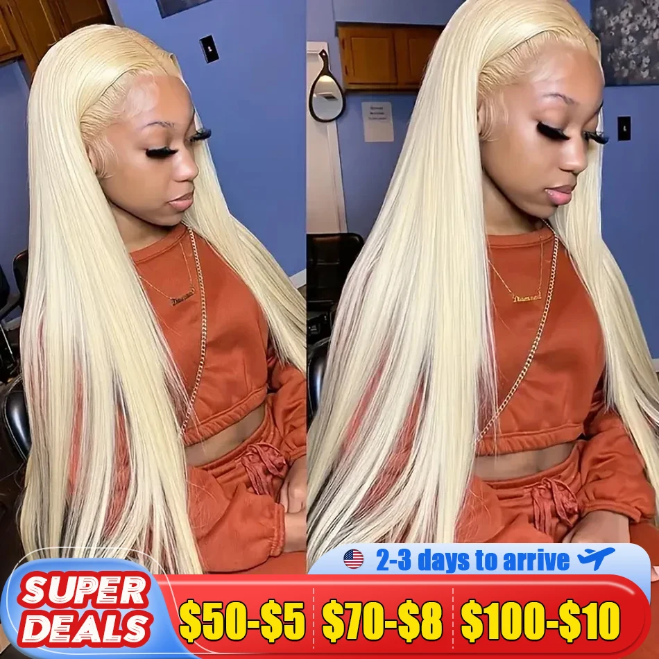 250% Density HD Transparent 613 Blonde Straight 13x6 Lace Front Human Hair Wigs For Women Brazilian Lace Frontal Wig Pre Plucked