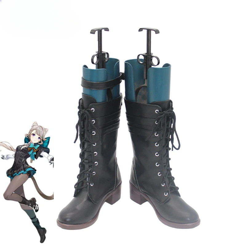 

GenshinImpact Lynette Cosplay Shoes Halloween Carnival Boots Cosplay Prop PU Leather Shoes Costume Prop