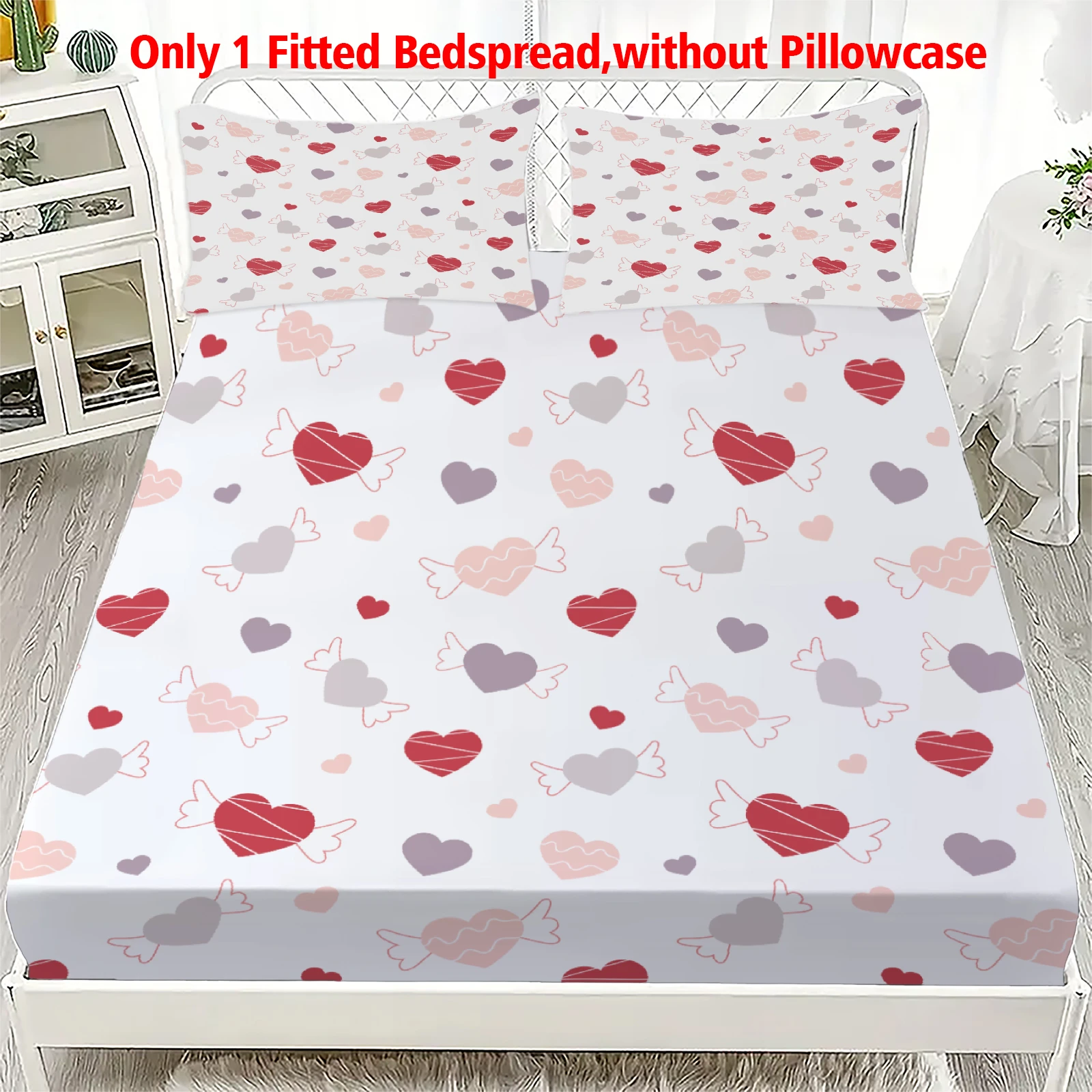 1 Love Heart digital printed frosted Fitted Sheet,bedroom printed bed cover,bedding(No pillowcase)