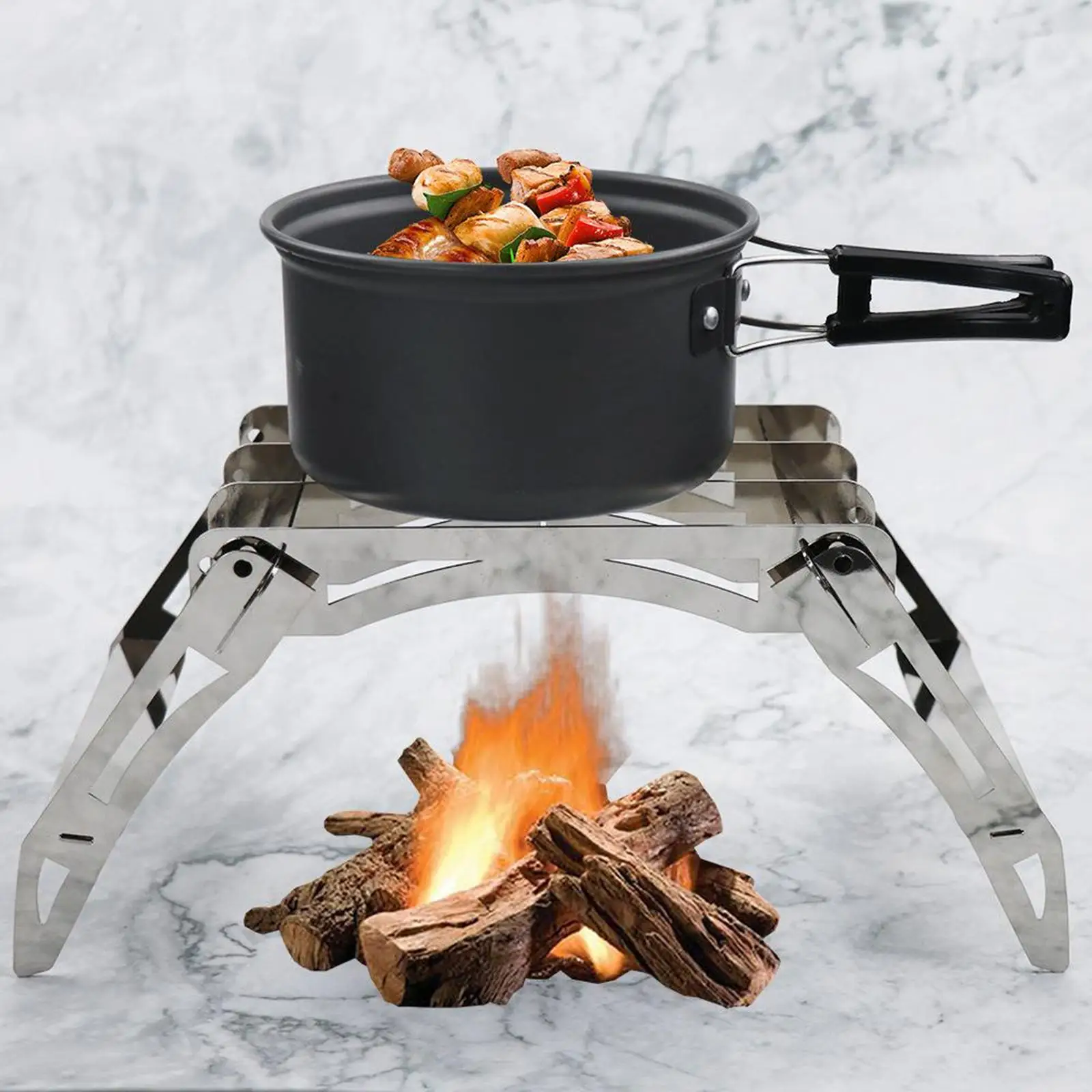 Foldable Stainless Steel Cooking Stove Pot Holder Stand Rack for