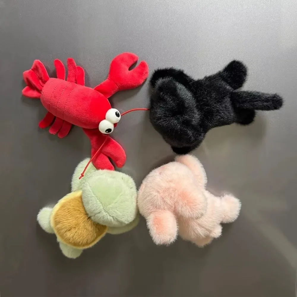 Plush Animal Magnetic Refrigerator Sticker Soft Cute Plush Fridge Magnet Cartoon Mini Stuffed Magnetic Refrigerator Sticker