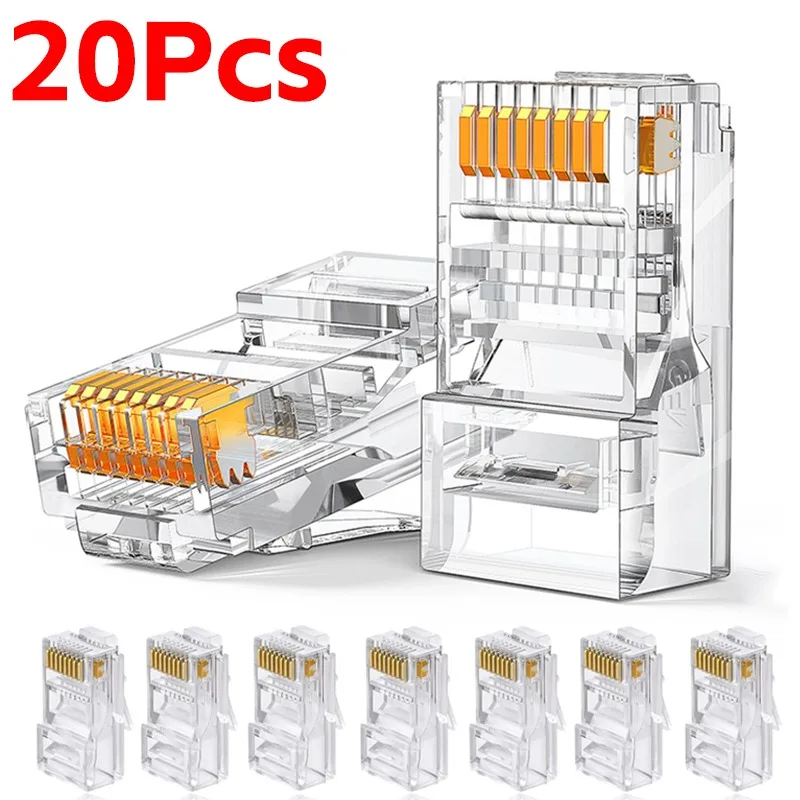 20/5pc Netzwerkkabel Modularstecker Rj45 Cat5e Stecker Kristall Ungeschirmt für PC Adapter Kristallkopf Ethernet Kabel Zubehör