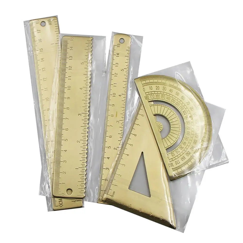 Retro Brass Ruler Triangle Ruler Protractor Caliper Wave Ruler Stationery Accessories for School Office Engineering Newest