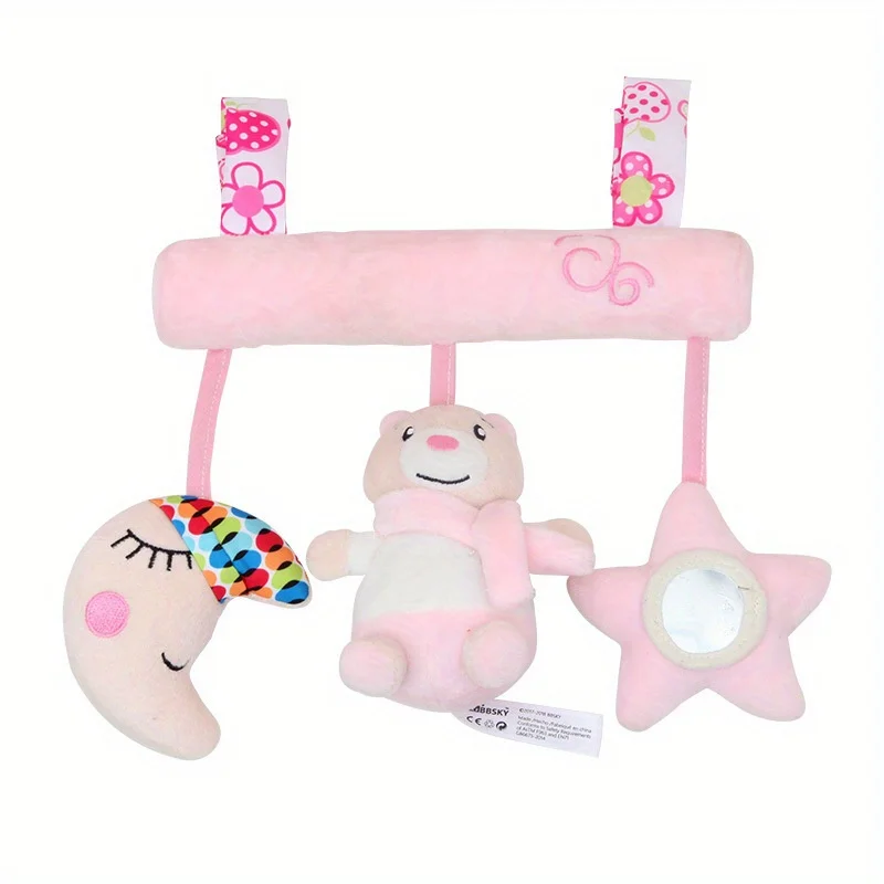 Peluche per lettino appeso per bambini-simpatico giocattolo per carillon con orso rosa, può finire per calmare l'umore del bambino, decorazione per letto appeso al tocco morbido