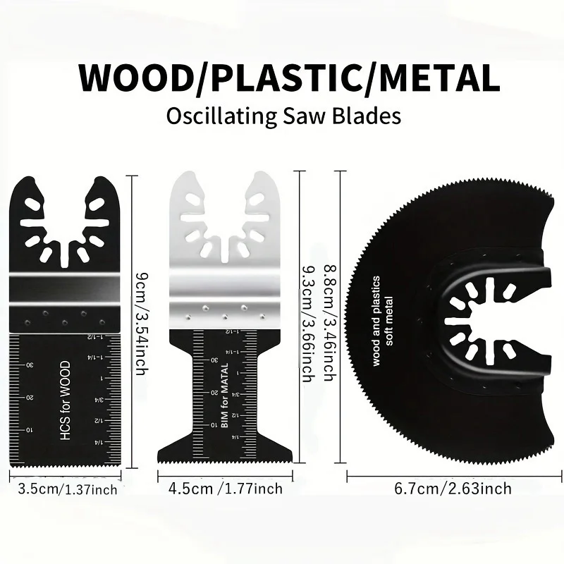 24pcs Quick-release HCS/Bi-metal Oscillating Saw Blades Set Multi-function Tool Saw Blades For Wood,Metal,Plastic