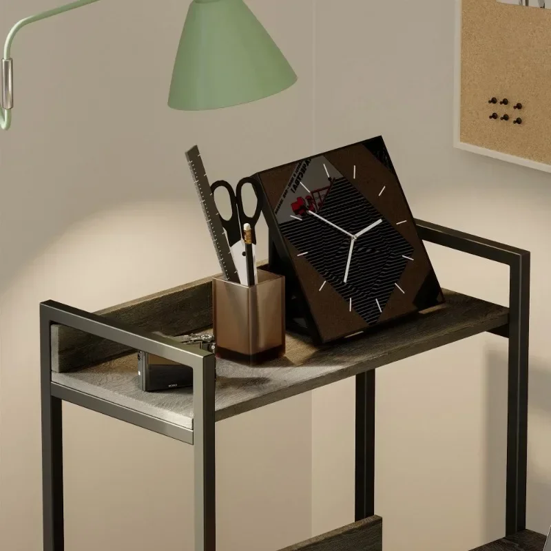 Mesa de computador Bestier de 47 polegadas de alta qualidade com cinza sob a mesa e prateleiras laterais de armazenamento, mesa multifuncional