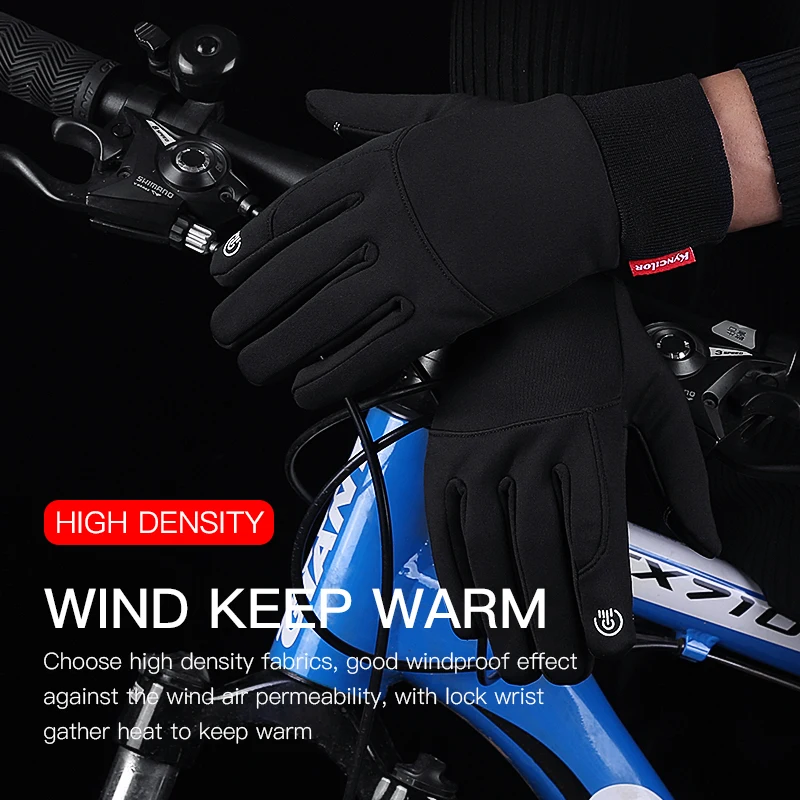 Outono e inverno masculino anti-respingos quente e à prova de vento tela de toque feminino bicicleta ciclismo luvas à prova de frio