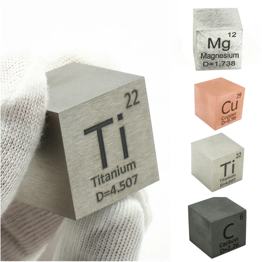 Elemento tallado láser de alta pureza, cubos de elemento de cubo de densidad de tabla periódica, 10x10x10mm
