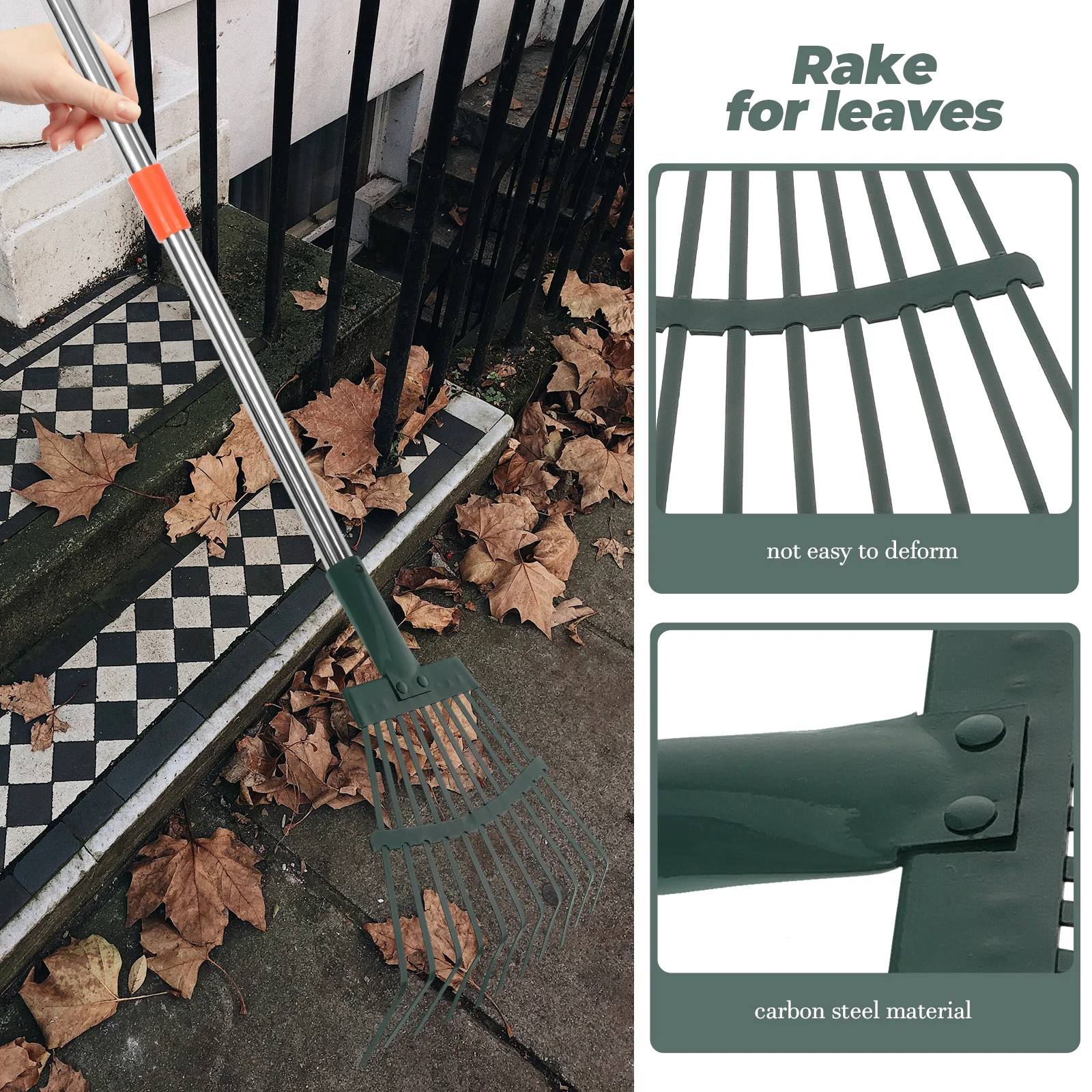 أسلاك الفولاذ ورقة أشعل النار أداة حديقة الثقيلة للحديقة العشب الاصطناعي إبر الصنوبر ساحة جرف اليد أشعل النار التربة إزالة الأعشاب الضارة #6