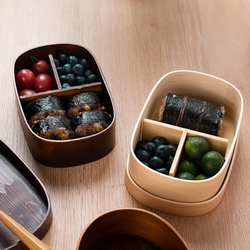 

Bento Lunch Picnic Box, Vintage Wooden, Portable Student Snack Box