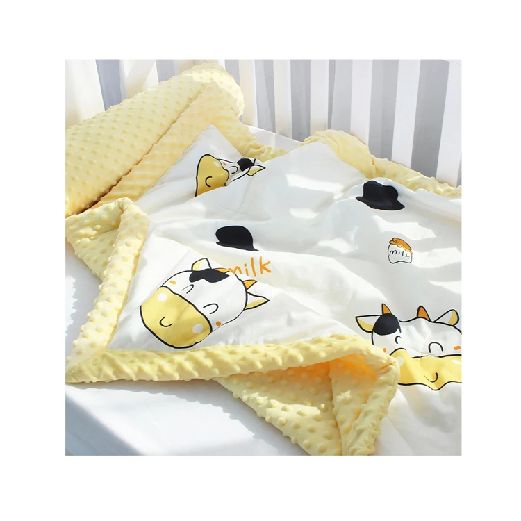 Air Conditioner Bean Cute Cartoon Print Cotton Newborn Baby Summer Cool Quilt Spring Summer Thin baby Quilt Blanket