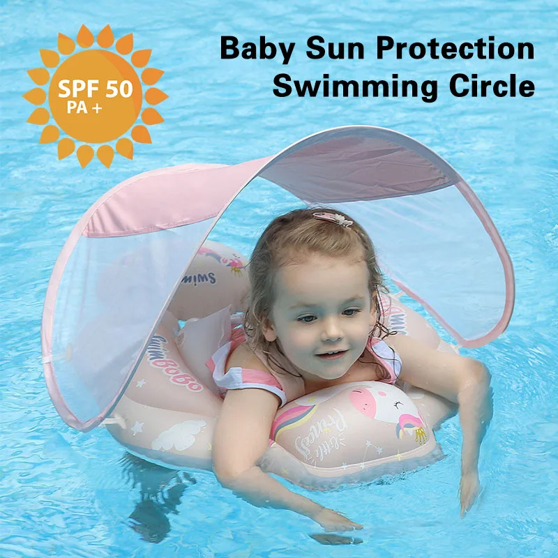 Baby Swimming Rings Sun Protection Sunshade Inflatable toys Children\'s Swimming Pool Summer Toys Floating Inflatable Ring