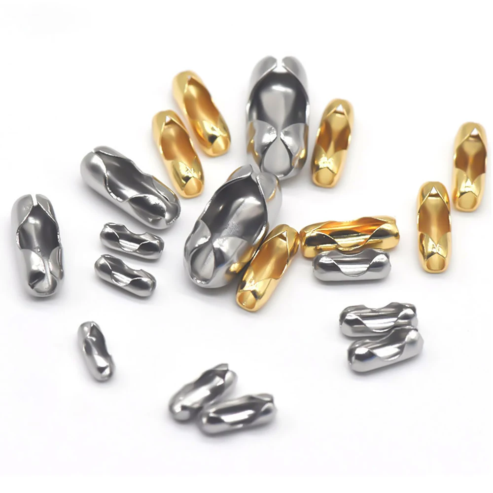 Goldfarbene Edelstahl-Kugelketten-Verbindungsverschlüsse für DIY-Halsketten, Armbänder und Schmuckherstellung, 50 Stück/Los – Detail 5