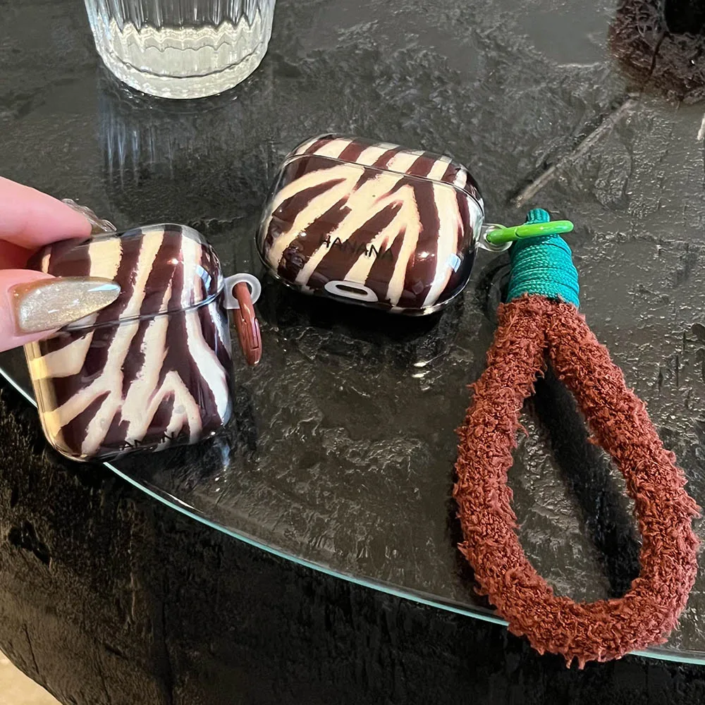 AirPodsケース,ソフト,光沢,コーヒーカラー,ペンダント付き保護カバー,スプリングキーホルダー,イヤホン,1, 2, 3 pro,2, 4, 2024