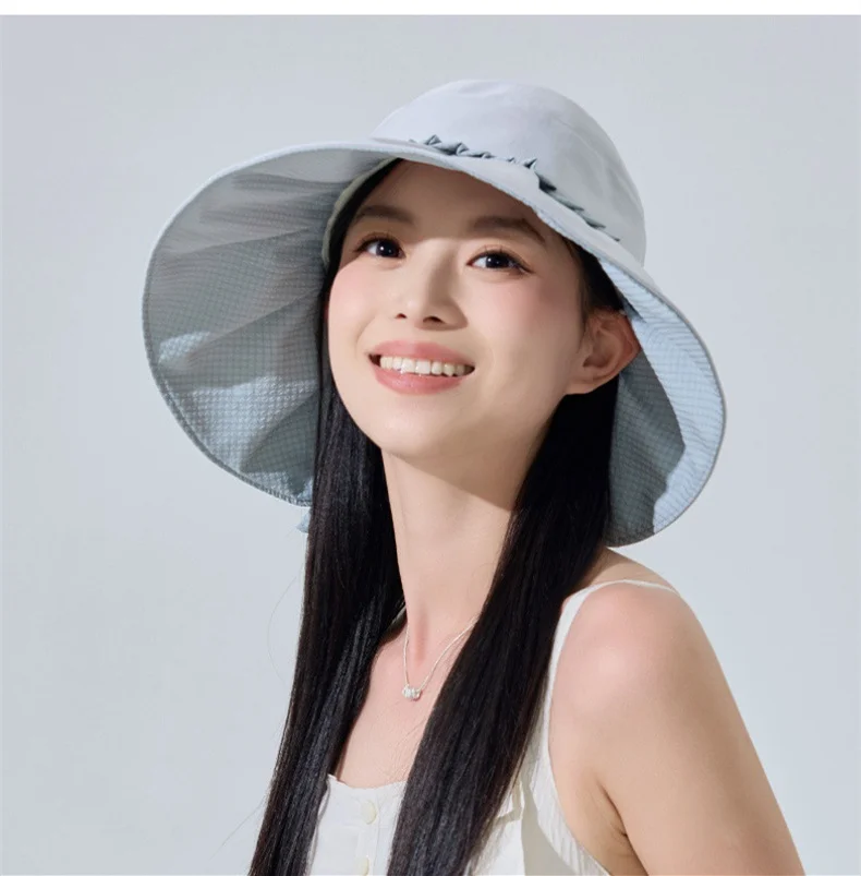 Sunscreen Hat Women's Ageing Lace Hollow Top Hat Large Brim Sunshade Hat Tide Soft Bowknot