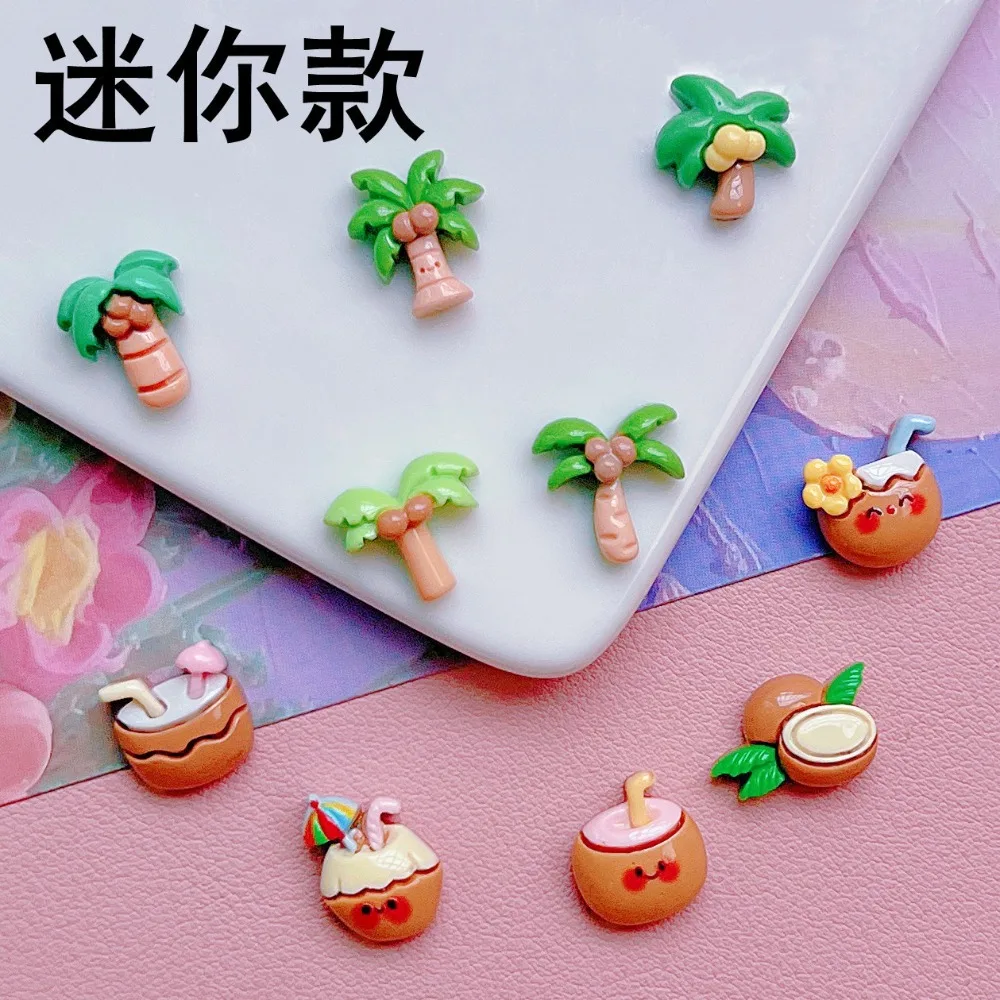 10Pcs New Cute Resin Mini Plant tree Series Flat Back Manicure Parts Embellishments For Hair Bows Accessories