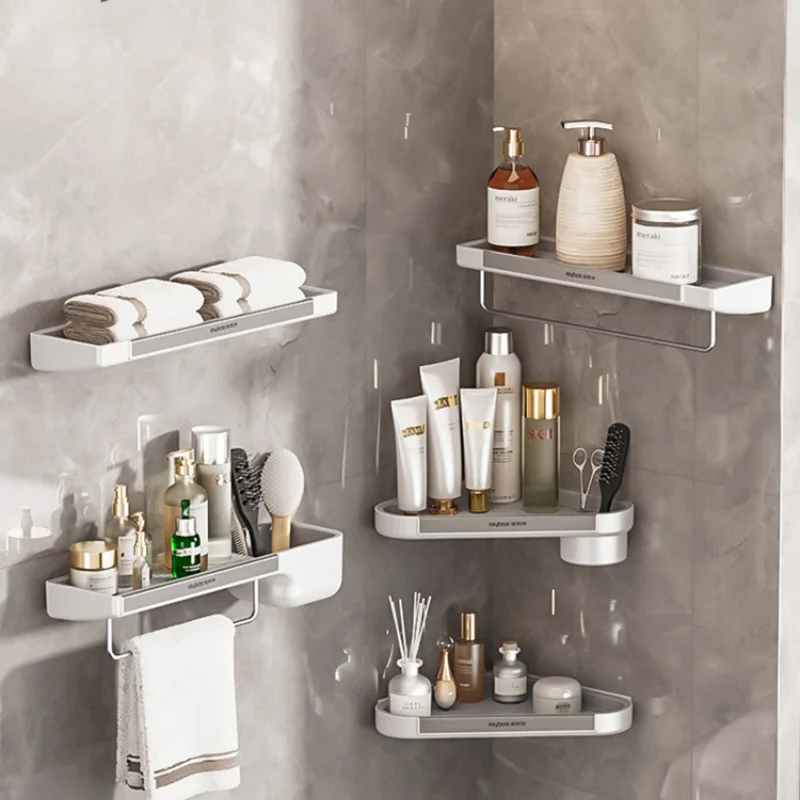 

Bathroom Shower Shelf No Drill Wall-mounted Corner Shelf Organizer Luxury Plastic Bathroom Shower Holder Bathroom Organizer