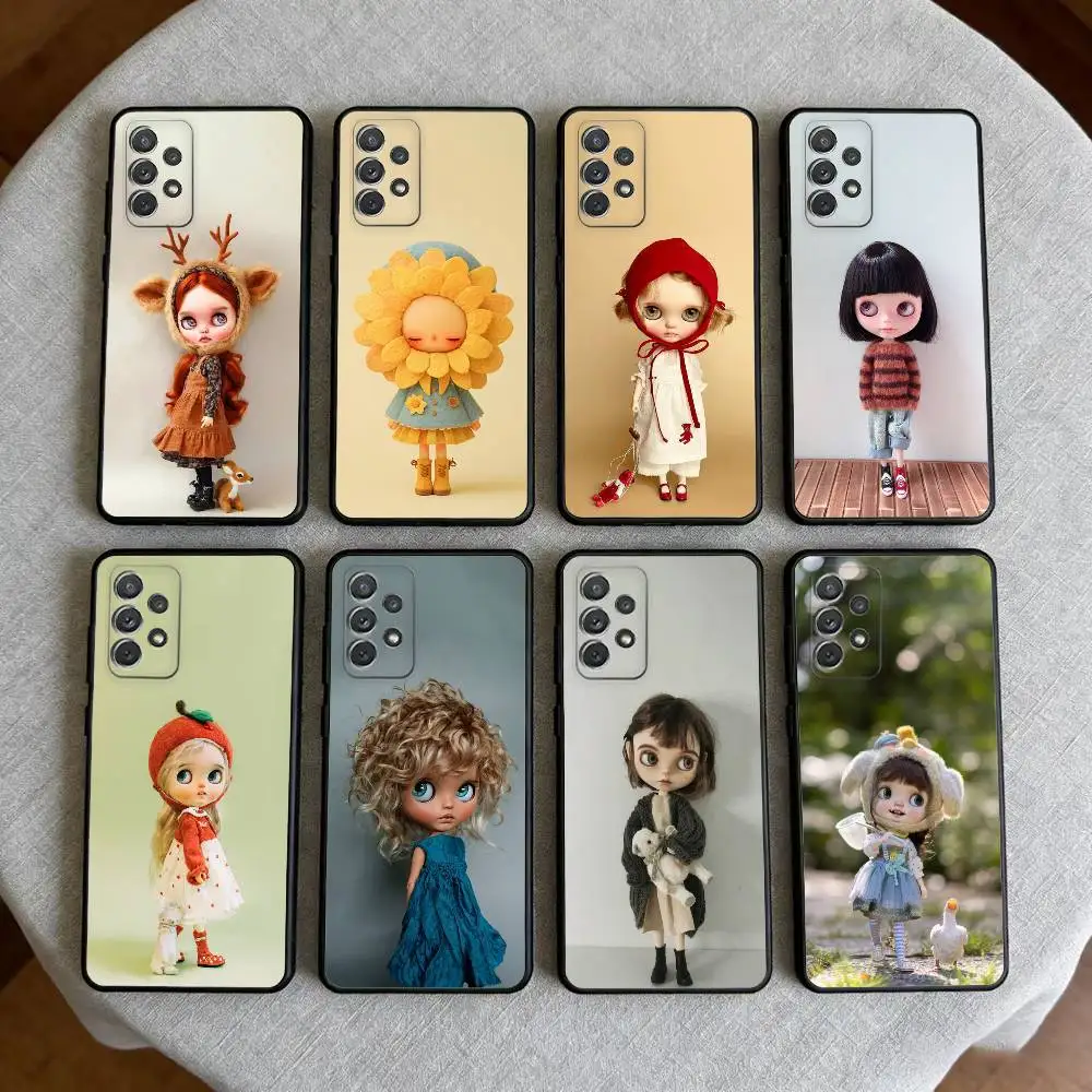 Fashion doll Blythe Phone Case For Samsung Galaxy A73,A72,A71,A70,A53,A52,A51,Soft Silicone Black Cover
