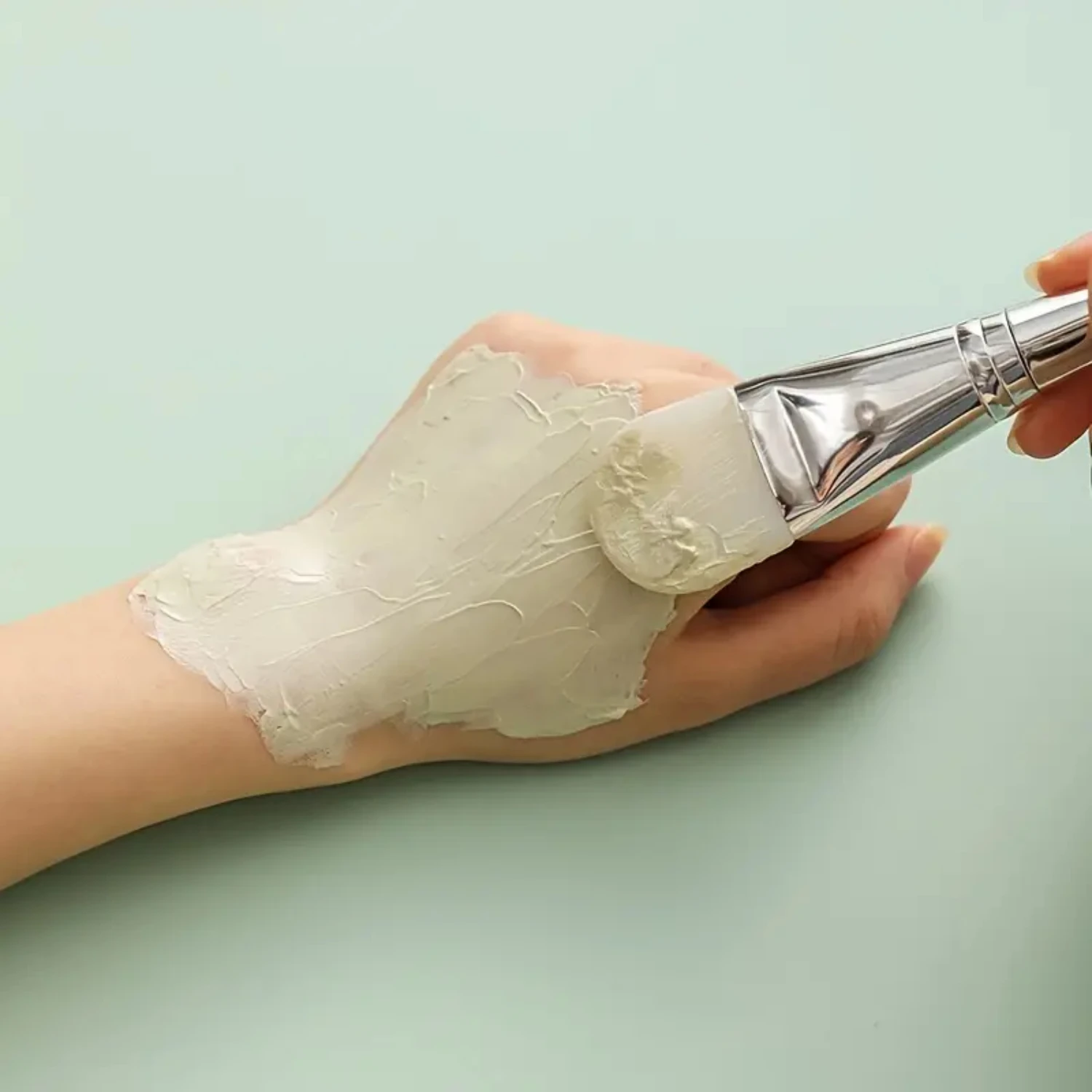 Cepillo de máscara de silicona, tubo de aluminio de doble cabeza, cepillo de maquillaje para salón de belleza, aplicar máscara de barro limpia para salón de belleza, 1 ud.