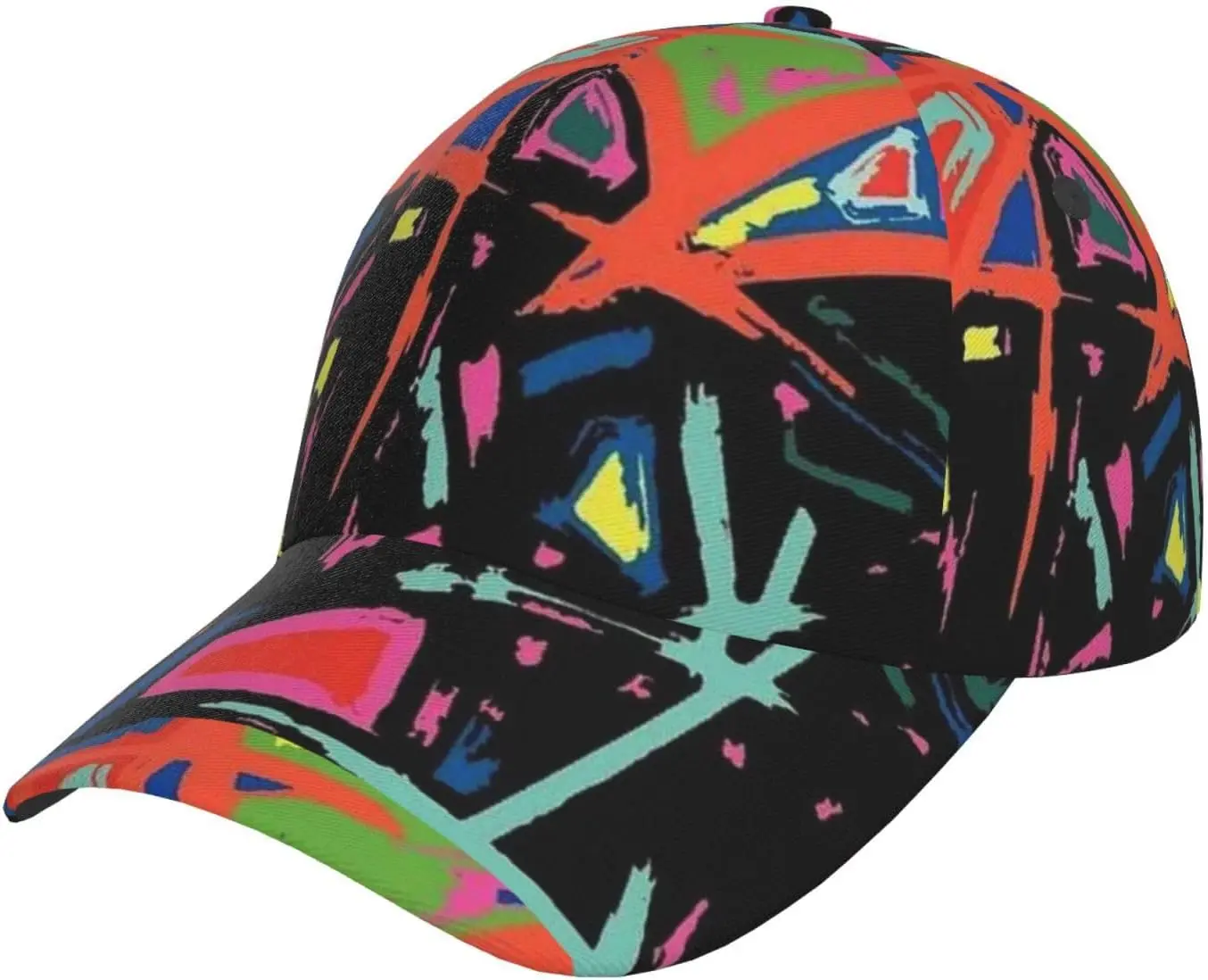 Bold Neon Brushstroke Print Hat Funny Graffiti Baseball Cap Graffiti Snapback Cap Funny Hat Cool Baseball Hats Cap for Outdoor