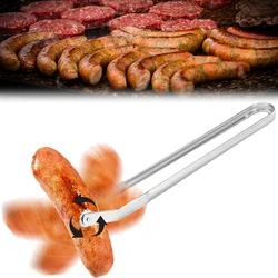 Pinzas de barbacoa para salchichas, pinzas de parrilla largas para parrilla al aire libre, pinzas de barbacoa volteadas para cocinar salchichas
