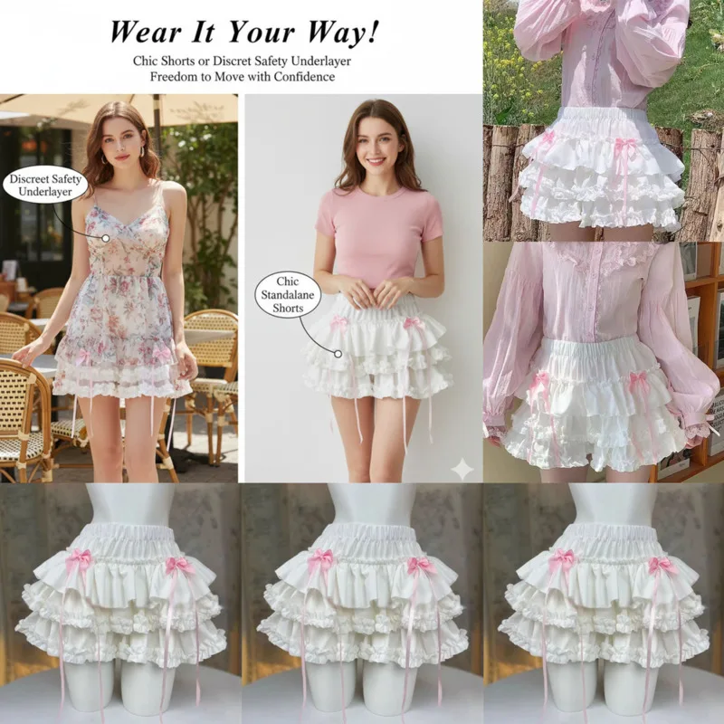 

Y2K Ballet Dresses Style Mini Skirt Sweet Lace A-Line Pumpkin Skirt Cute Puffy Cake Skirt Slim Fit Short Skirt Women Gift New