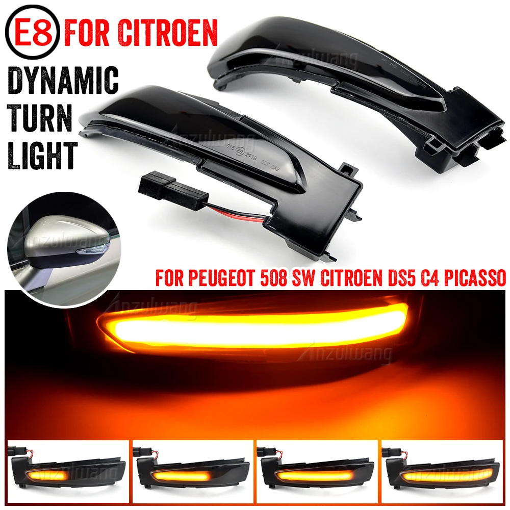 

For Peugeot 508 SW 2010-2017 DS5 2011-2017 Dynamic Blinker LED Turn Signal Light Side Mirror Indicator Sequential For Citroen C4