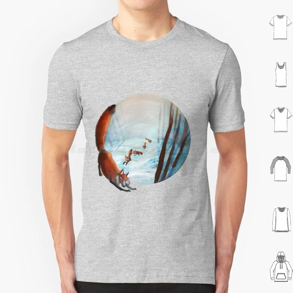Camiseta blanca de invierno para hombre y mujer, Camiseta de algodón con estampado artesanal, voluta, zorro, zorro, invierno, blanco, Animal salvaje