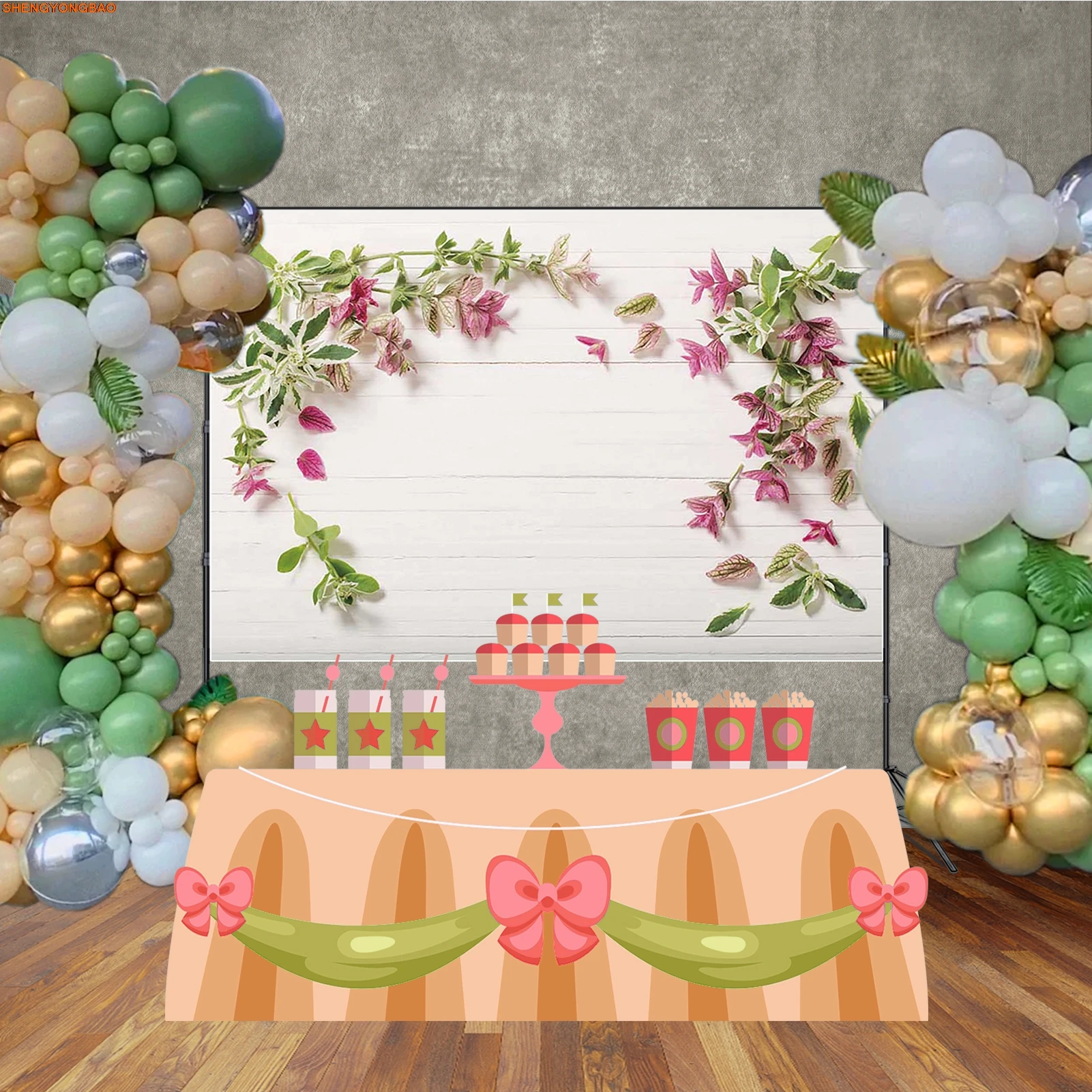 Primavera floral placa de madeira fundo fotografia parede primavera folhas photocall pano de fundo produto tiro photo studio