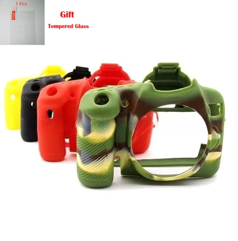For Canon EOS 70D SLR Camera silicone Case, Protective cover 70D Soft rubber cover, Camera bag +1 PCS Free Tempered Film