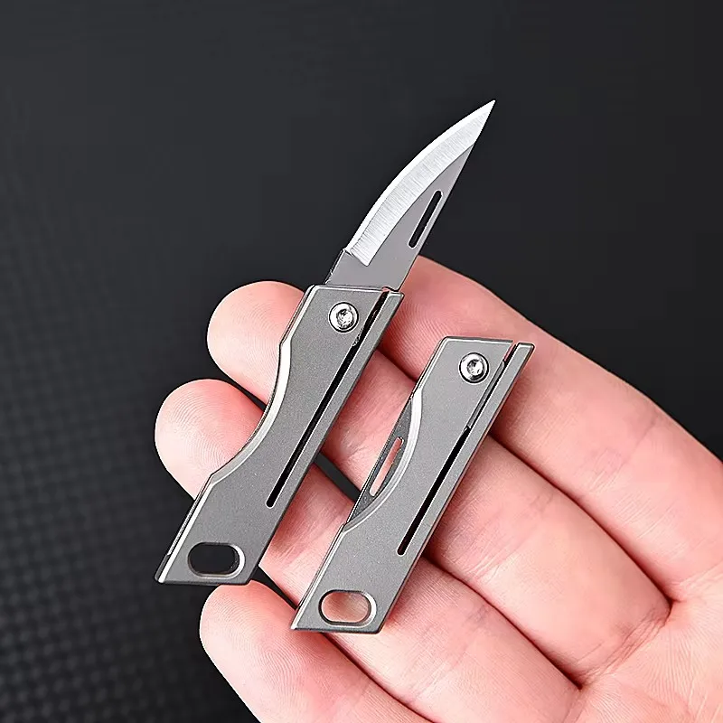 Titanium Alloy Folding Knife Outdoor Camping Portable Keychain Open Box Pocket Knife Gift EDC Tool