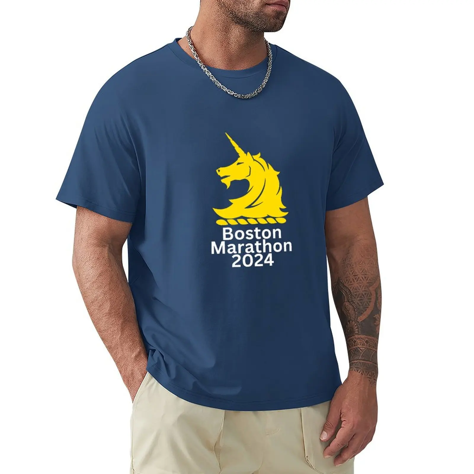 Boston Marathon 2024 T-shirt plus sizes funnys korean fashion oversizeds t shirt for men