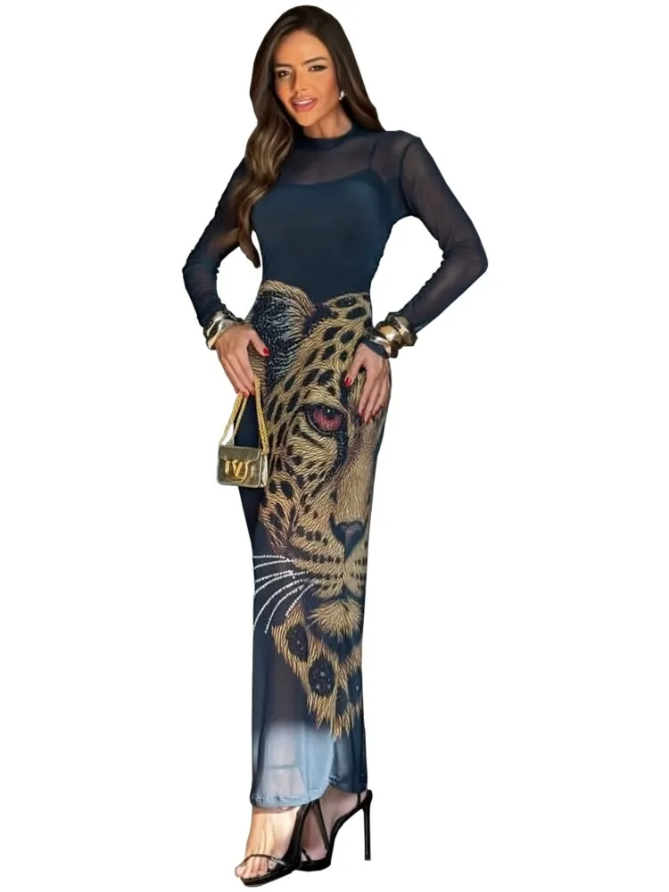 Elegant Women Black O-Neck Maxi Dress Fashion Long Sleeve Dresses Evening Ladies Street Party Vestidos 2025 Autumn Winter view 5