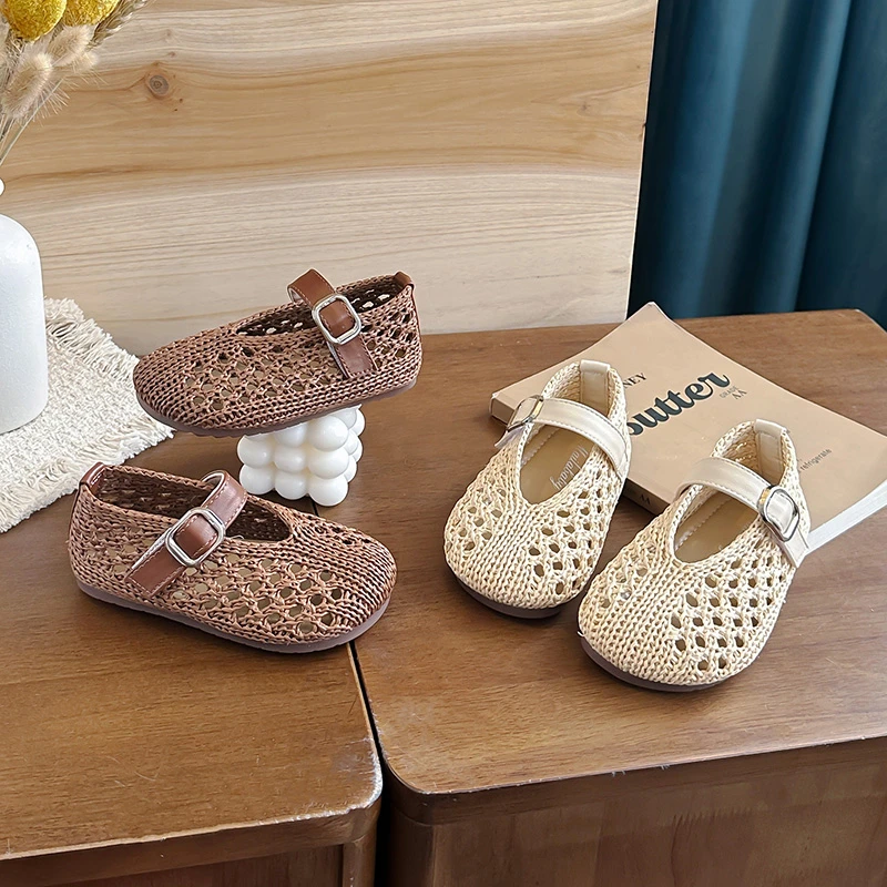 2026 Spring Summer Baby Walking Shoes Korean Edition Girls' Weaving Princess 0-3-6 Year Old Hollow Sandals
