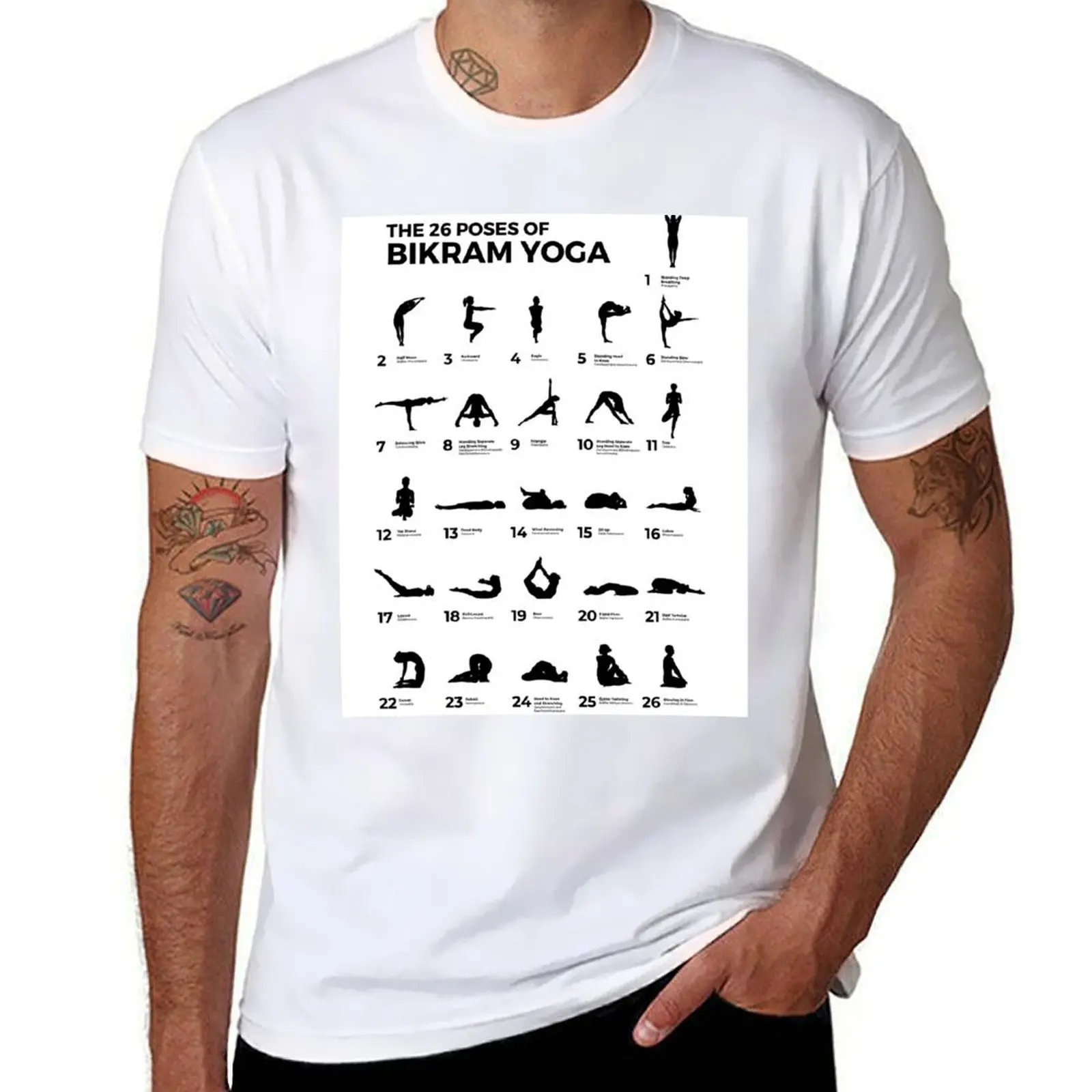

Футболка The26 Poses Of Bikram Yoga, дизайнерская мужская футболка, хлопковые мужские футболки для мужчин, футболка