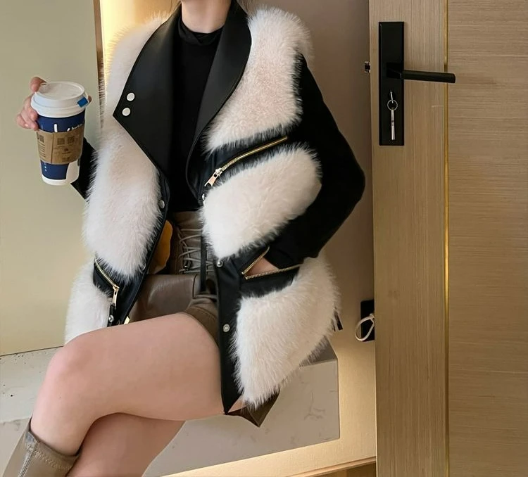 سترة نسائية لخريف وشتاء 2025 سترة قصيرة بتصميم جديد مرقع #3