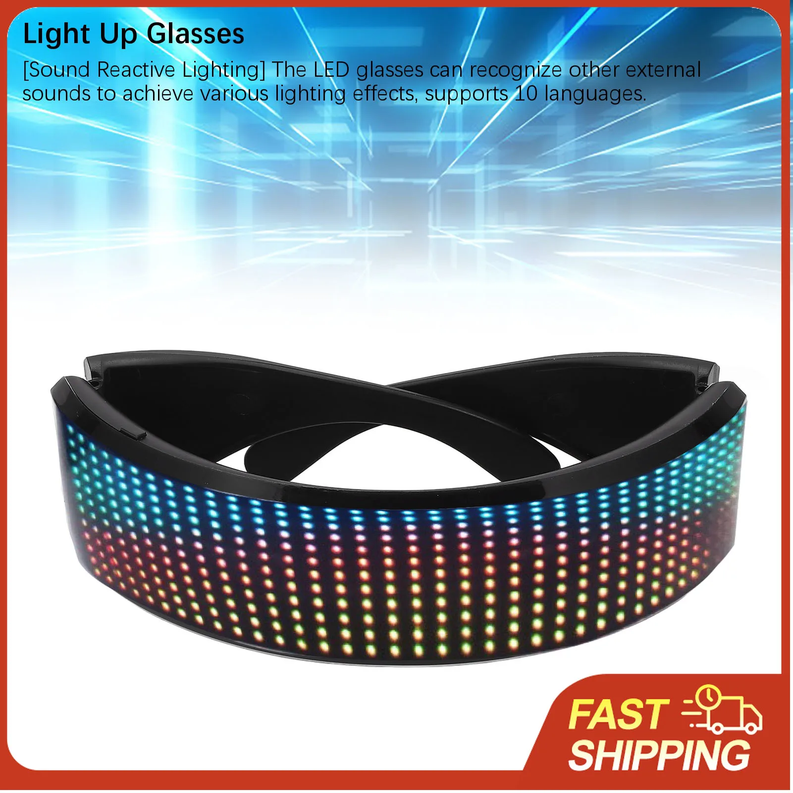 

Настраиваемые Bluetooth LED-очки: 432 RGB-светодиода, реагирующие на звук, 5 часов работы от батареи, для косплея, музыкальных фестивалей и управления через приложение