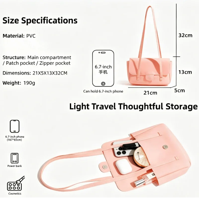 

Candy Colored Pvc Waterproof Jelly Bag Summer Lightweight Magnetic Buckle Closed Armpit Bag Flip Multifunctional Crossbody Bag